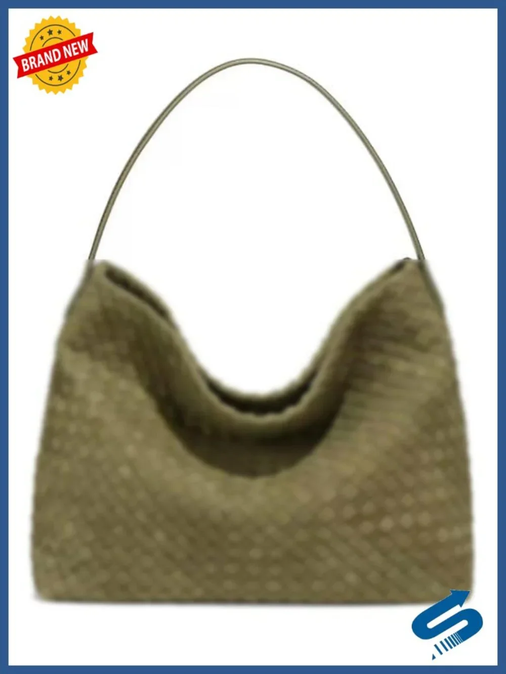 Woven Faux Suede Hobo Bag Shoulder Tote Satchel
